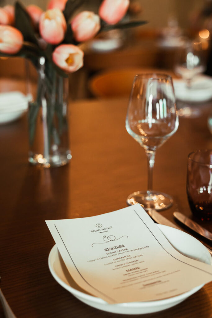 Tablescape for courthouse wedding afterparty