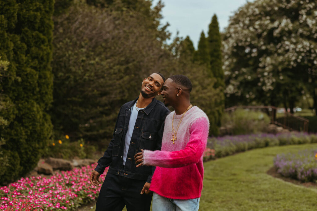 Couple walks through park at the Parthenon in Nashville before surprise proposal