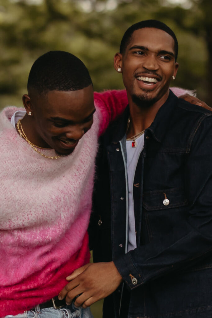 Couple smiles following their engagement