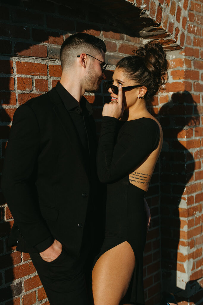 Engaged couple in conversation in Nashville, Tennessee