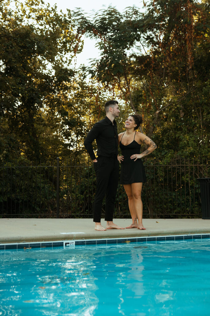 Couple debates jumping into apartment complex pool