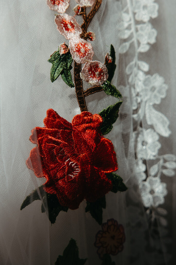 Janesse Russel veil with hand-sewn flowers