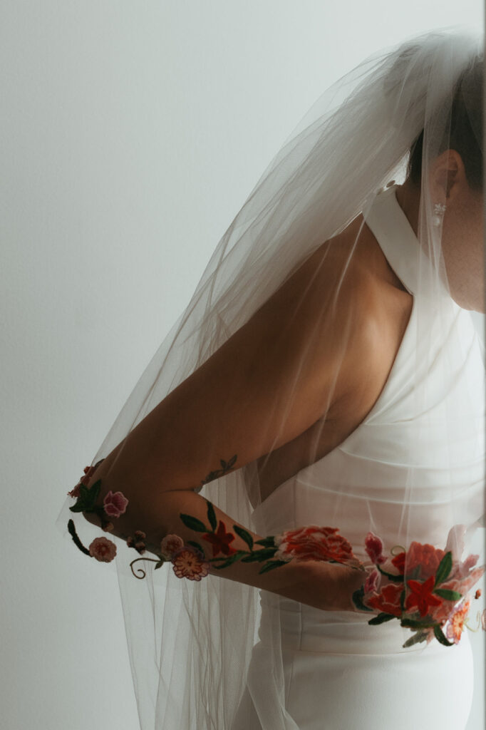 Janesse Russel veil with hand-sewn flowers