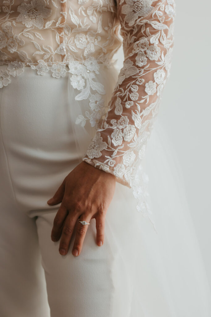 Pantsuit and wedding gown hybrid