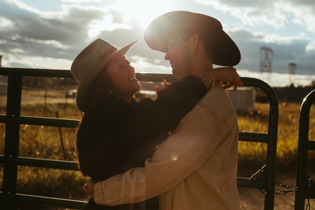 Couple take a quiet moment for themselves before their Yellowstone wedding in Montana.