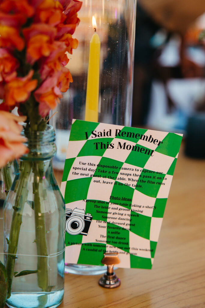 Taylor Swift inspired sign on dinner tables