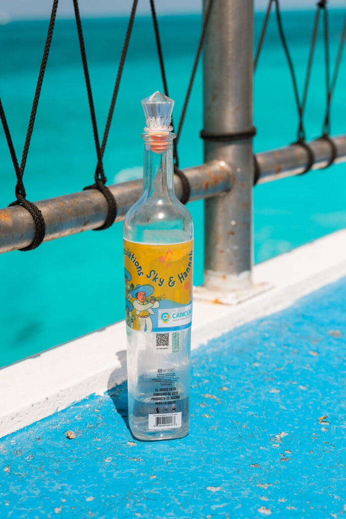 Custom liquor bottles for destination wedding in Mexico