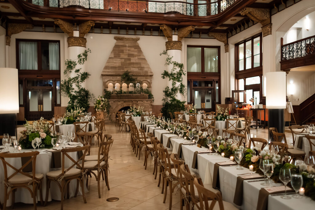 Wide view of the flipped reception space at Union Station in Nashville. 